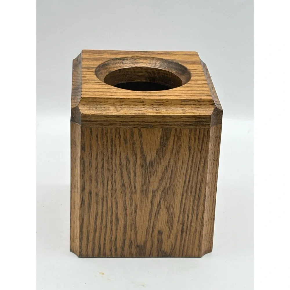 Vintage Oak Wood Tissue Box Dispenser Cover